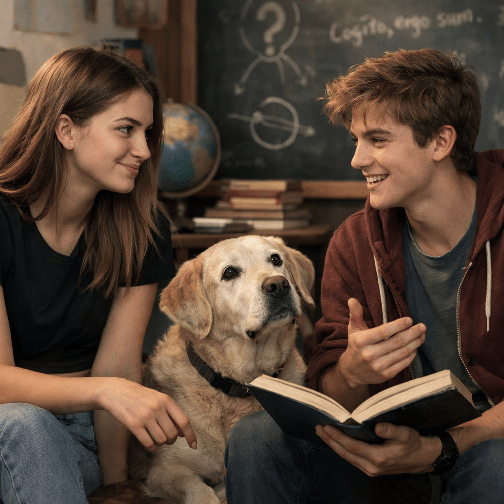 Dialog zwischen Lena und Max aus der Philolounge – Philosophie für Jugendliche als Buch